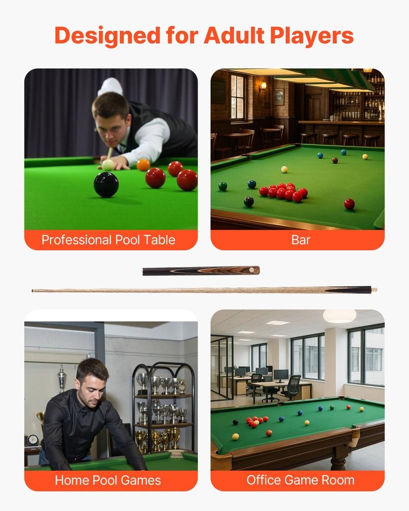 Pool Cue, 1447.8mm Jointed Snooker Cue, Snooker Cues Stick with Extension Rod & 9.5mm Leather Tip, 538g Pools Stick for Professional Pool Table, Bar,