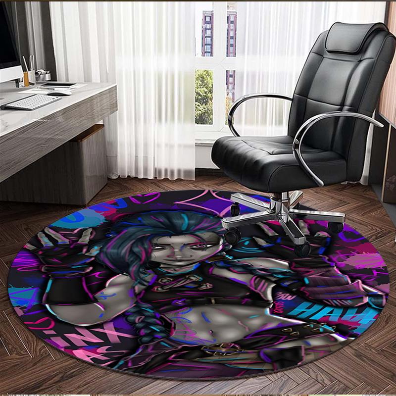 Jinx Print Round Rug, Washable Floor Carpet, For Entryway Dorm Laundry Room Office Study, Home Decor Birthday Christmas Gift