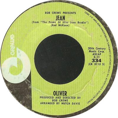 7-дюймовая пластинка OLIVER - Jean / The Arrangement 334 Crewe 1969 США Рок Б/У