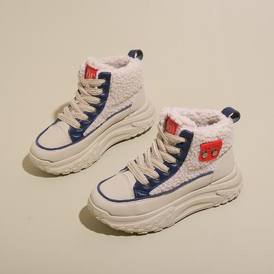 2025 зимние бархатные высокие кеды, новая корейская версия, ins, женские студенческие, увеличивающие рост, спортивные, утепленные, теплые хлопковые туфли