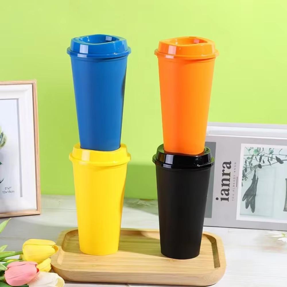 5pcs PP Coffee Mug 16 Oz Milktea Cup Household Hot Drink Cup  Takeout
