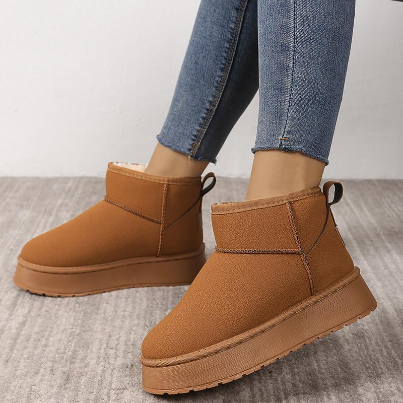 Fashion Autumn Winter Short Snow Boots for Women Solid Color Thicken Warm Cotton Shoes Woman Thick Bottom Non Slip Platform Botas Mujer