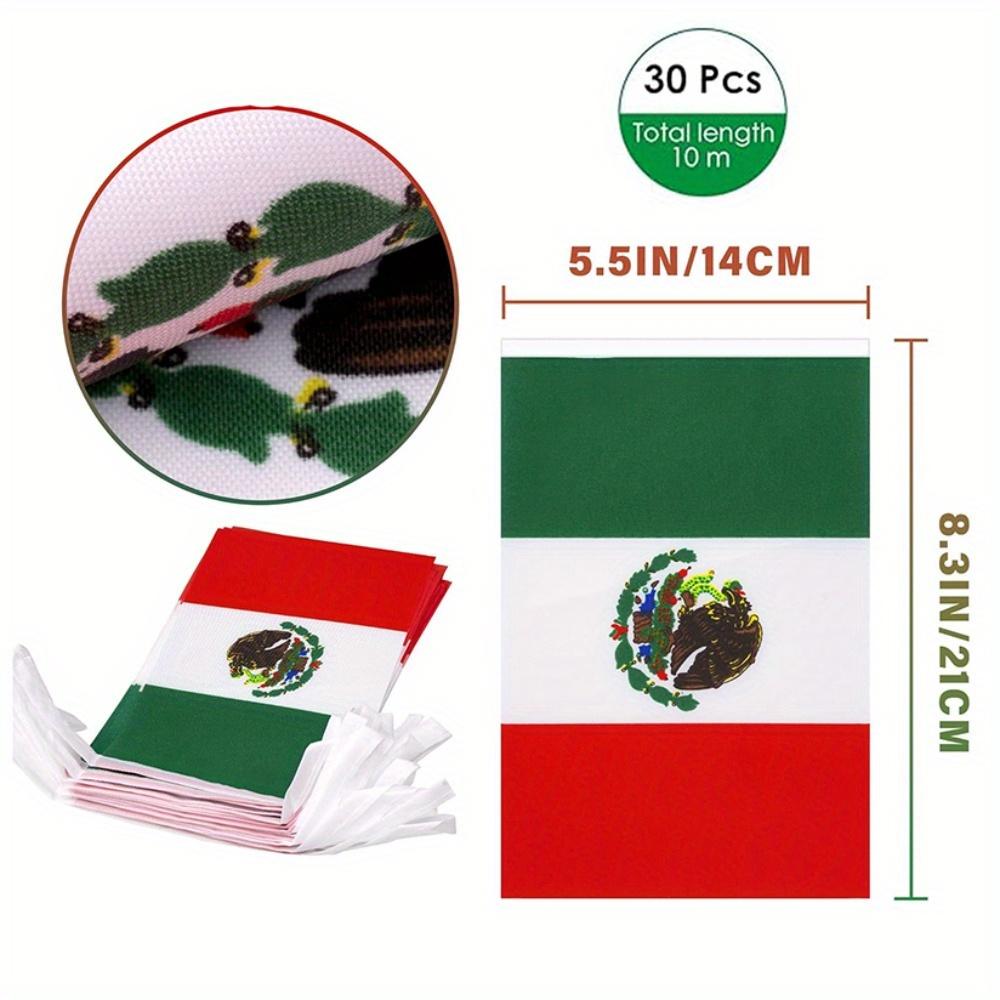 10M (32.8ft) Mexican Flag String Flag Holiday Decoration Hanging Flag Pull Flag
