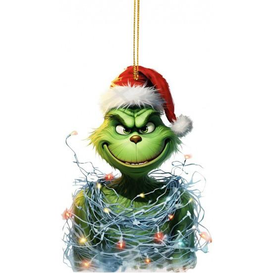 1/7Pcs Christmas Tree Ornaments Cartoon Green Elf Tree Hanging Decoration Acrylic Xmas Pendant for Holiday Car Window Wall Tree Decor