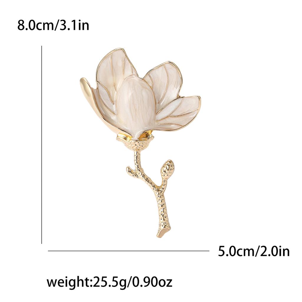 Корейская версия новой броши-магнолии из эмали из сплава, маленькая и свежая, универсальная, женская рубашка, нагрудный цветочный аксессуар-брошь