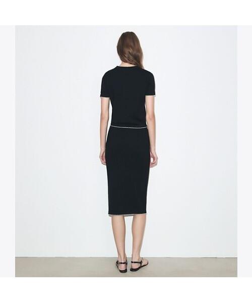 Tolibeochi Wool Scallop Skirt - Black / New Ivory