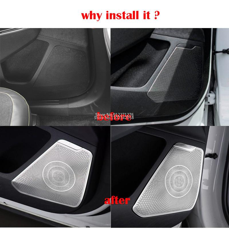 For KIA EV6 2024 Interior Stainless Steel Door Speaker Sound Music Audio Ring Loudspeaker Tweeter Cover Sticker Accessories