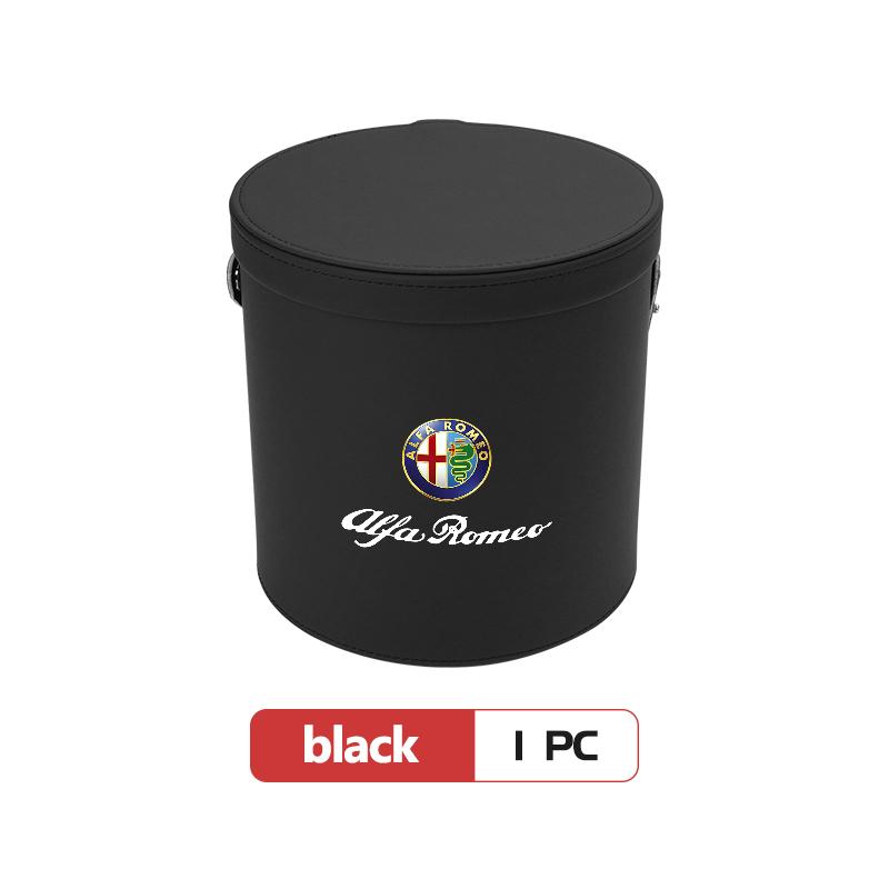 For Alfa Romeo Leather Car Trash Can Portable Trash Bin Garbage Box Organizer Accessories 159 Giulietta 156 147 Giulia Mito GTGZ0