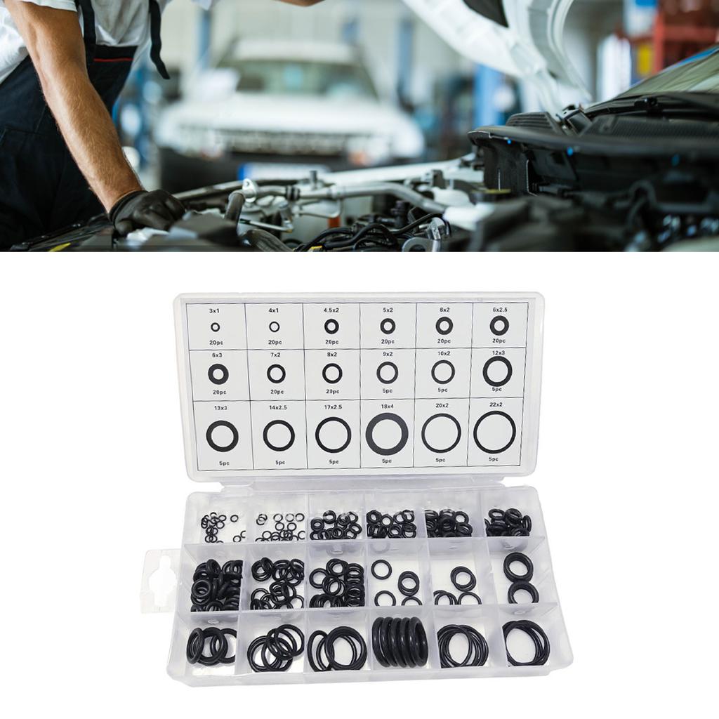 225 шт. резиновых колец O-образного сечения, набор метрических водонепроницаемых уплотнительных колец, комплект шайб NBR, черный