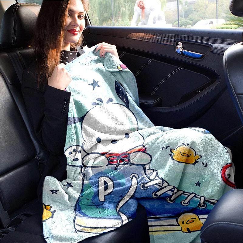 1pc Fashion Pochacco Blanket, Perfect for Home Decor, Gift Idea, Seasonal Use, Living Room, Travel, Camping, Car Blankets, Beach, Office Naps.H023