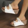 Women's Slippers Pearl Decorative Sandals Casual High Heels Sandals for Women Wedge Slippers Non-Slip Platform Sandalias