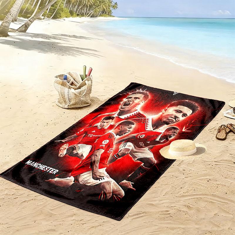 Sacred MUFC Badge Print Beach Towel, Large Soft Quick Dry Towel for Beach Camping Swimming