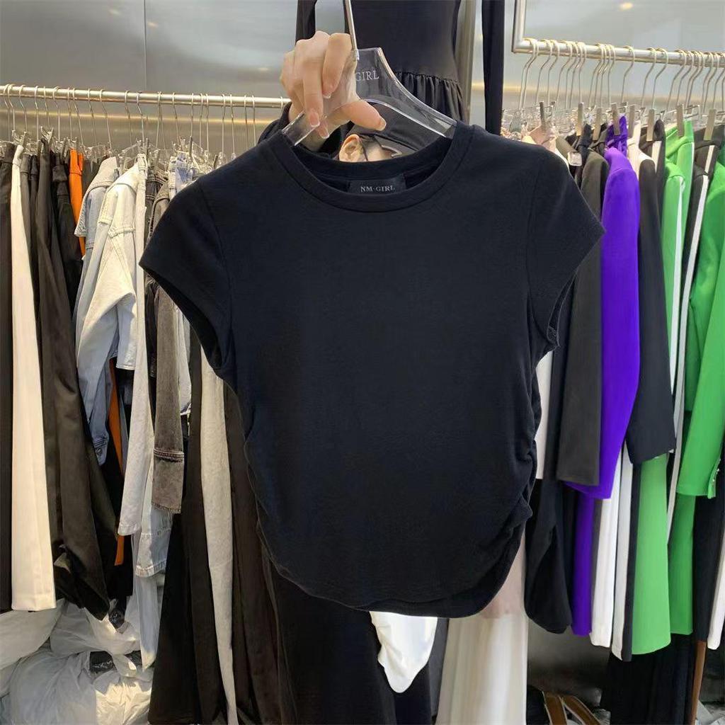 Women's Solid Color Slim Fit Short Sleeve T-Shirt – Summer 2025