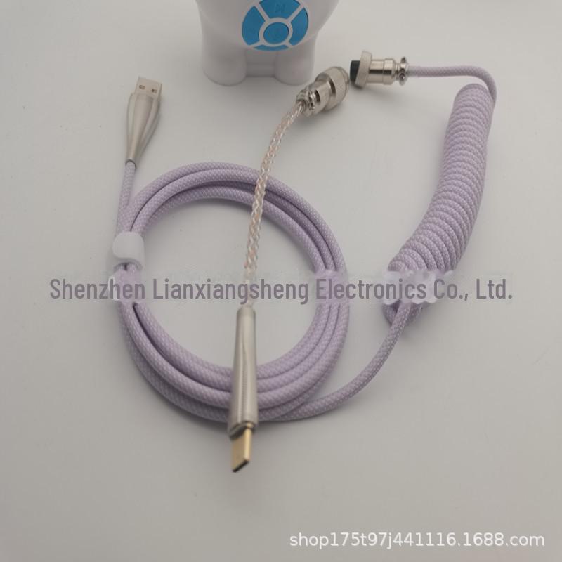 Настраиваемый светящийся металлический пружинный кабель USB-C для передачи данных для механических клавиатур