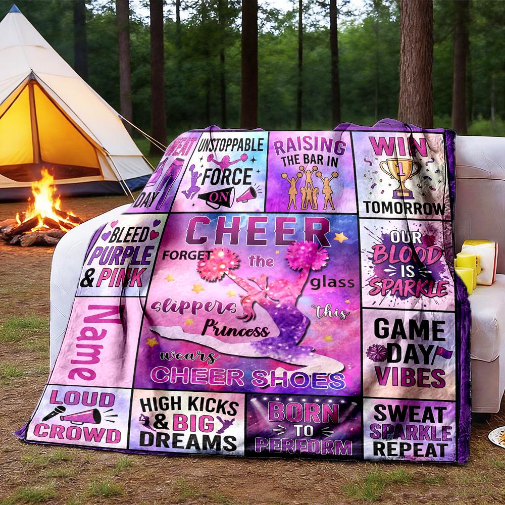 Cheerleading Customize Your Name Outdoor Blanket Comfortable Soft Lightweight Multiseasonal Blanket For Travel Camping Picnics Sofa Office Bed Living