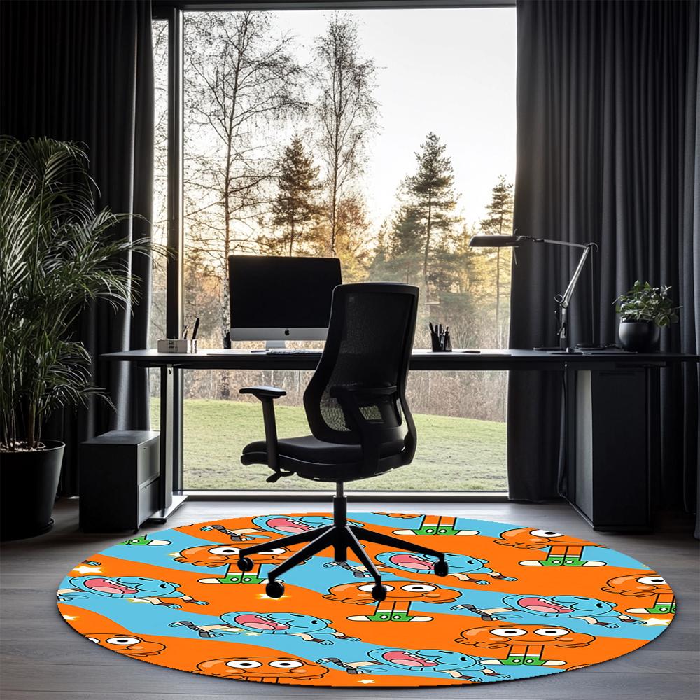 The Amazing World of Gumball Printed Round Rug Carpet Chair Rug Area Rug Entryway Doormats,for Office Chair Living Room Bedroom Kitchen Room.
