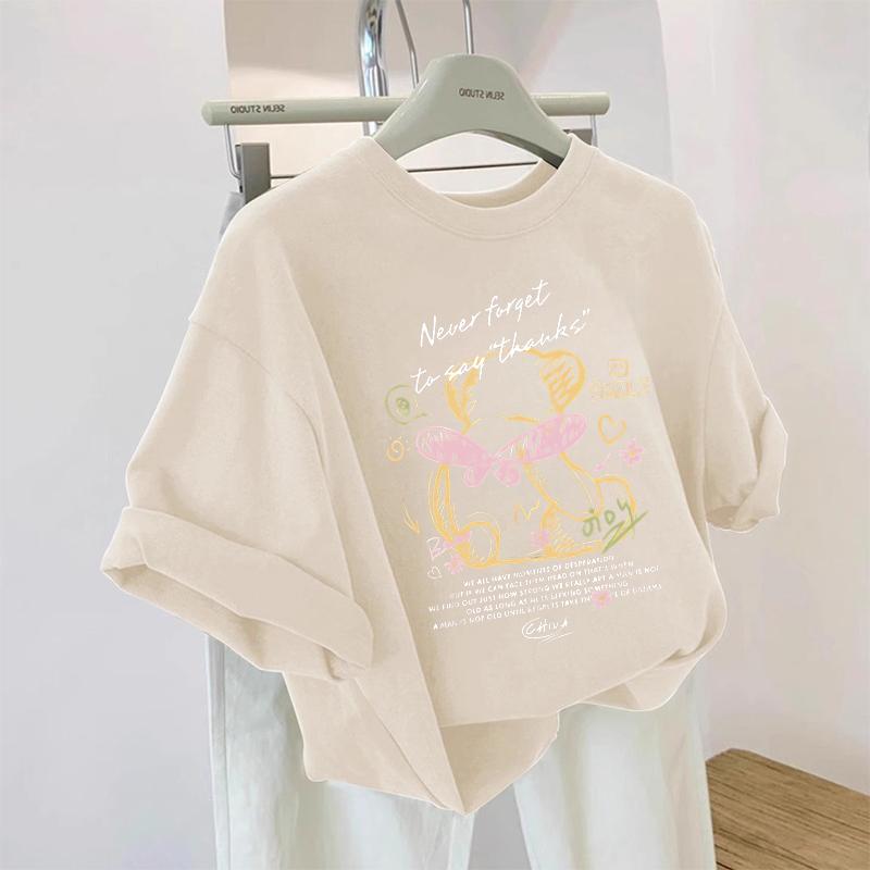 Ретро Японский Принт Чистый Хлопок Орт Свободный Женская Футболка Летний Дизайн Повседневный Удобный Топ Качественный Бренд