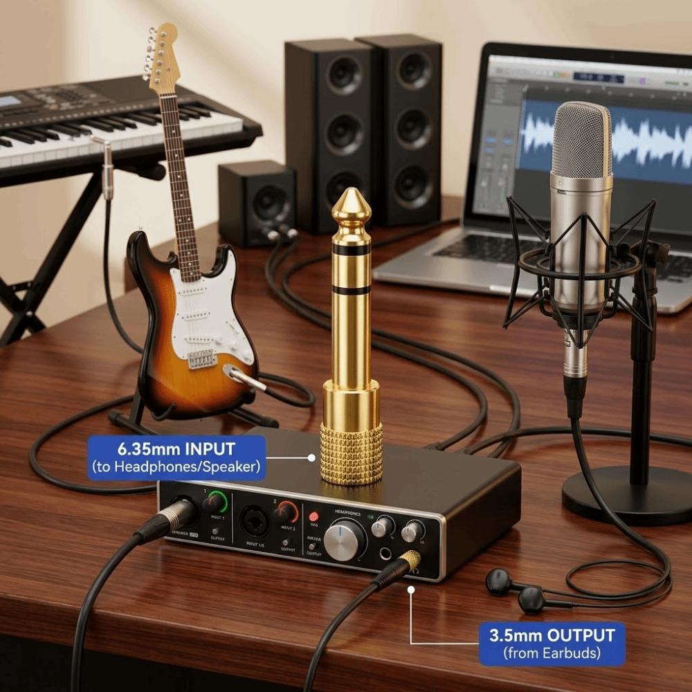 Gold-Plated Stereo TRS Converter 6.35mm Male Headphone Adapter AUX Cable Adapter Auxiliary Cables