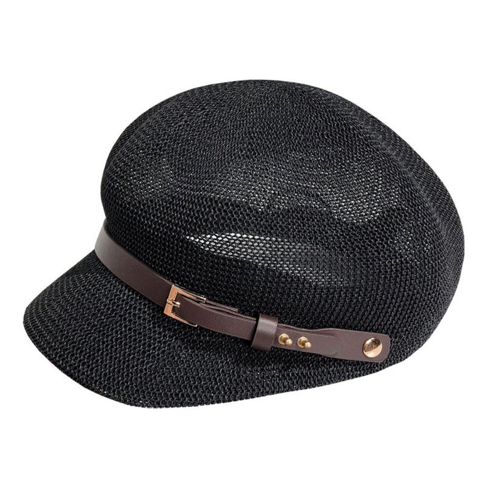 Knitted Women's Beret Breathable Octagonal Hat Summer Painter Hat Beach