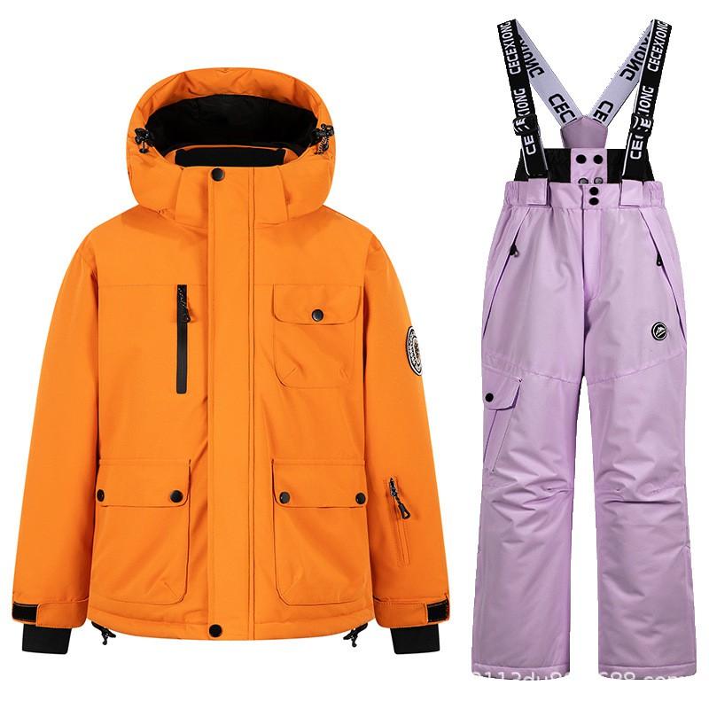 Kids Ski Suit Set Waterproof Windproof Thermal Insulated Snowsuit Boys Girls Ages 5-16 Years
