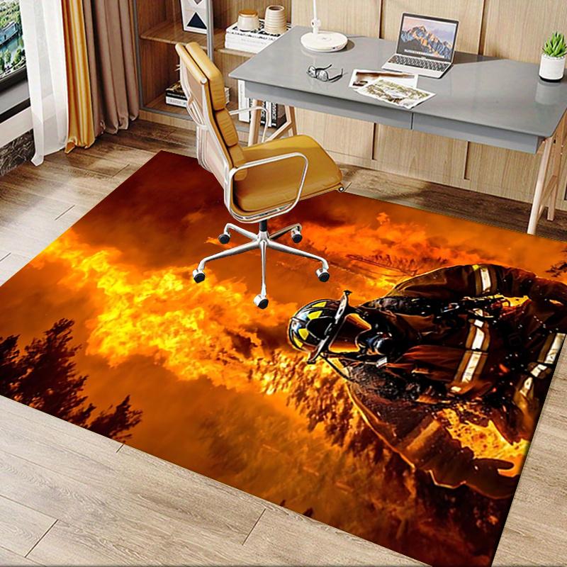 Firefighter Chair Mat: Home Decor, Office Carpet, Gift for Firefighters, Suitable for Bedroom, Living Room, Various Rooms0109029A