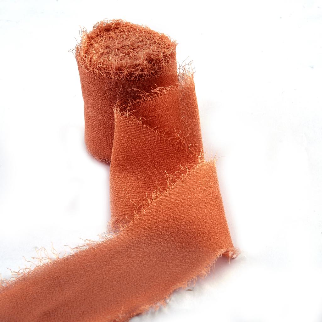 5M*4cm Handmade Frayed Edged Satin Chiffon Silk Ribbon For Wedding Invitation Wrapping Bouquets Birthday Party Decorations Gifts