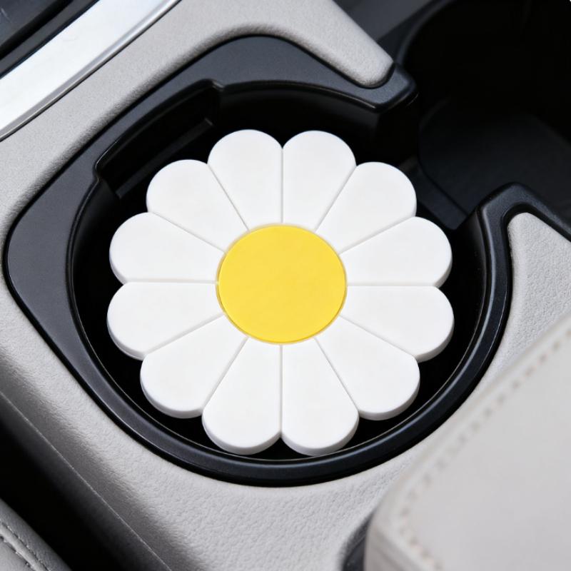 2pcs Car Anti-Skid Coaster Flower Car Coaster Anti-Skid High-Temperature Resistant Multi-color Optional Colorful Protective Pad