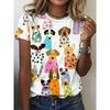 Summer Round Neck 3D Cat Print Top Fashionable Casual Short Sleeved Women's T-shirts