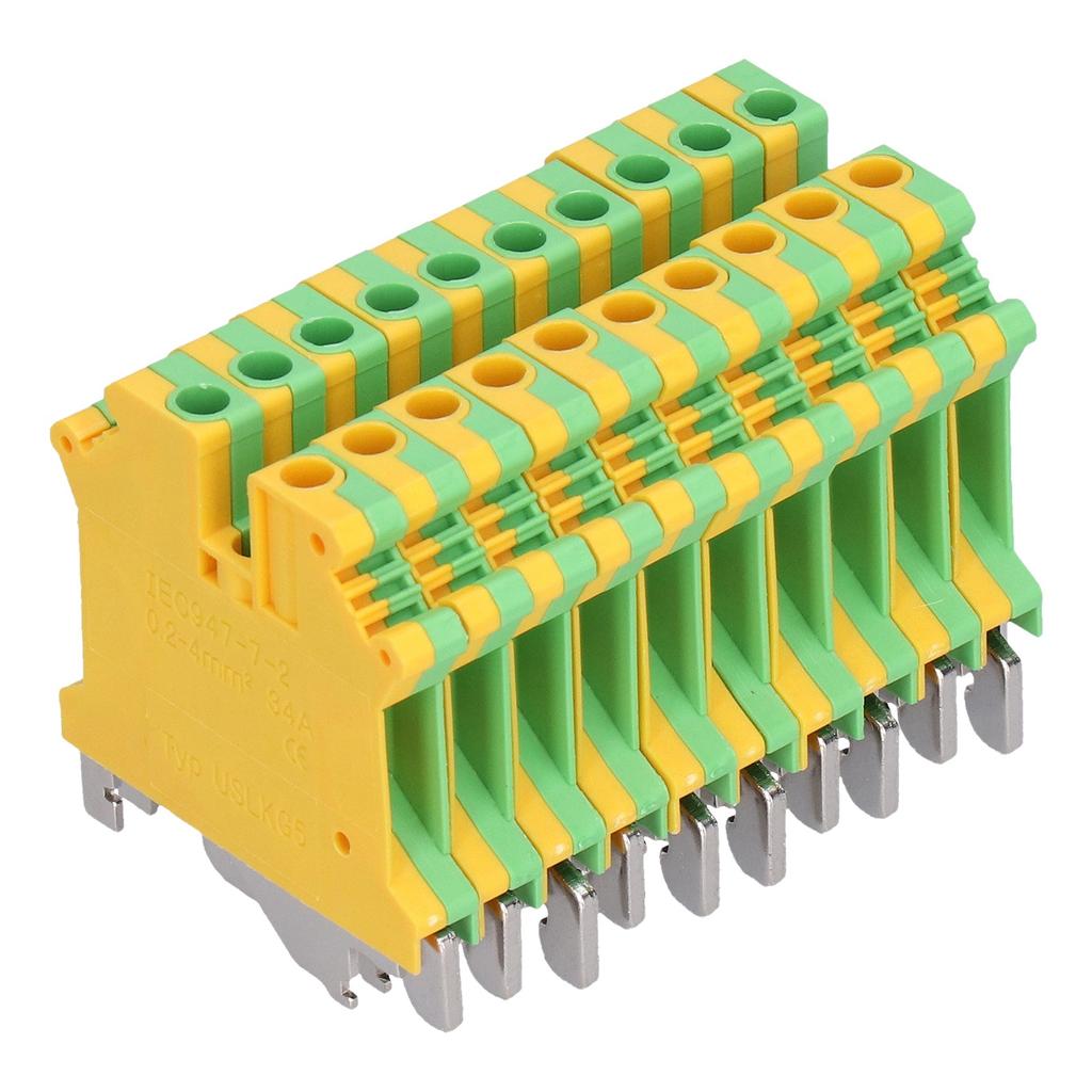 50 шт. Клемма для монтажа на DIN-рейку, 2-канальная, с боковым подводом, клеммный блок заземления 34А USLKG?5