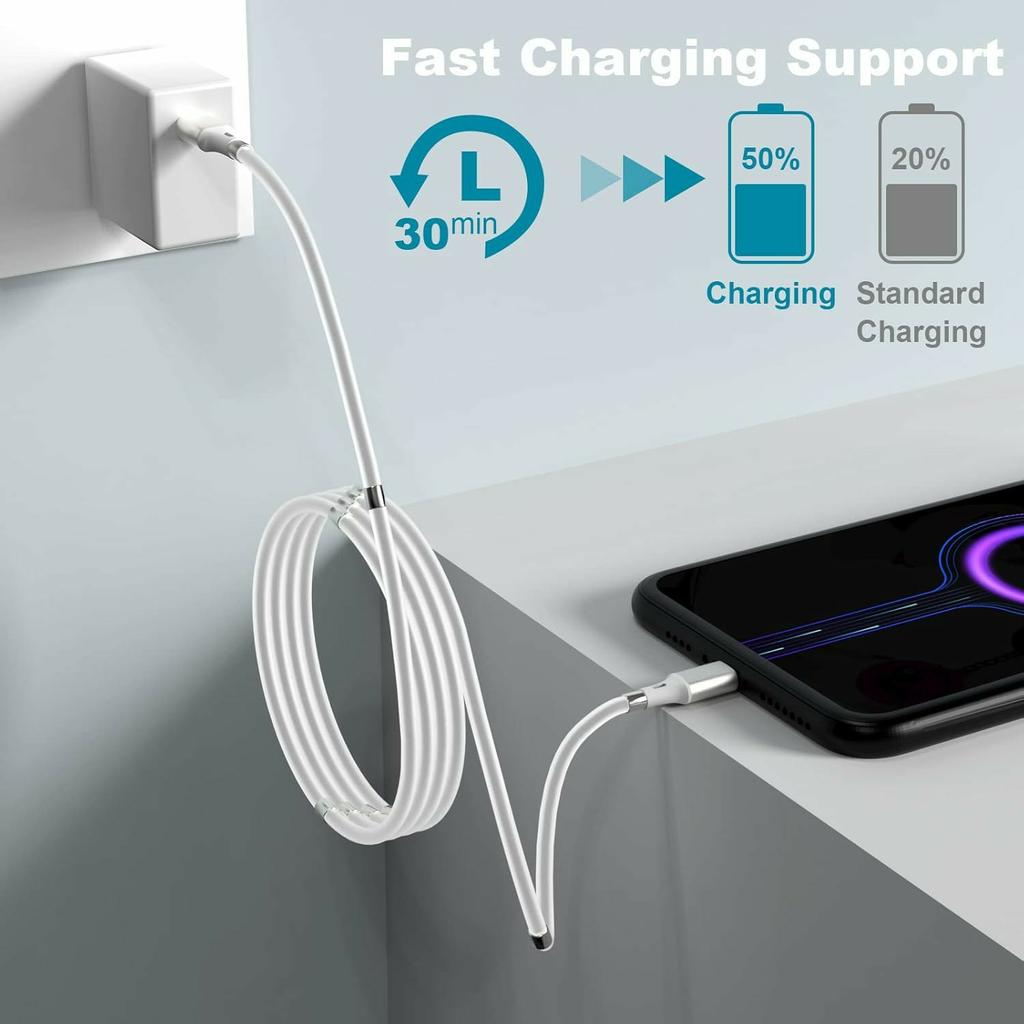 1m 2.4A Fast Charging Cable Magnetic Storage USB-C to USB-C 60W Data Cord