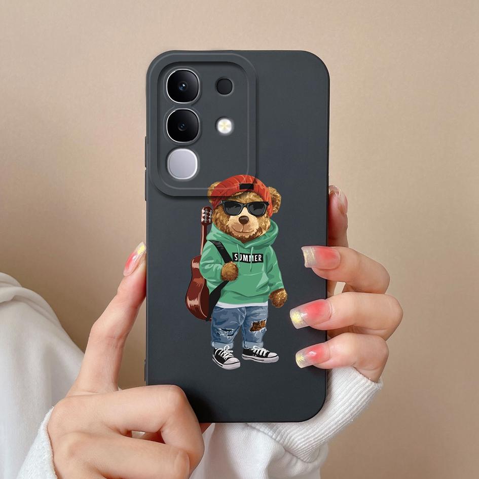 Для Vivo T4x Y29 Y29S Y39 S19 Pro Y19S V30 V40e V50 Y04 iQOO Z9s V40 Lite(ИДН) Чехлы для телефонов Популярный Bear Liquid Silicone Противоударный чехол для Vivo Capa