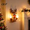 Humor Inspired Party Lighting Christmas Middle Finger Light, Naughty Santa Claus Reindeer Giving Lamp with LED Humorous Decor Warm Glow, Wall