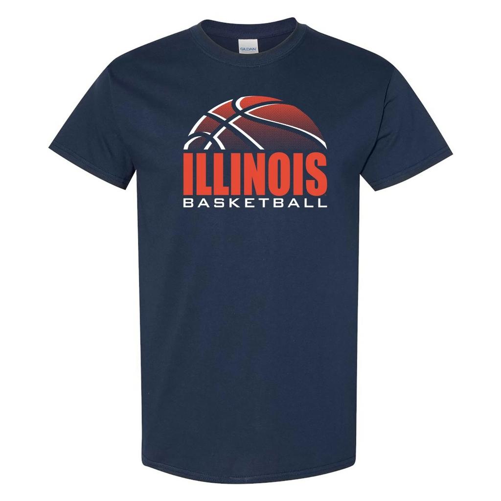 Illinois Fighting Illini Basketball Shadow T Shirt - Navy