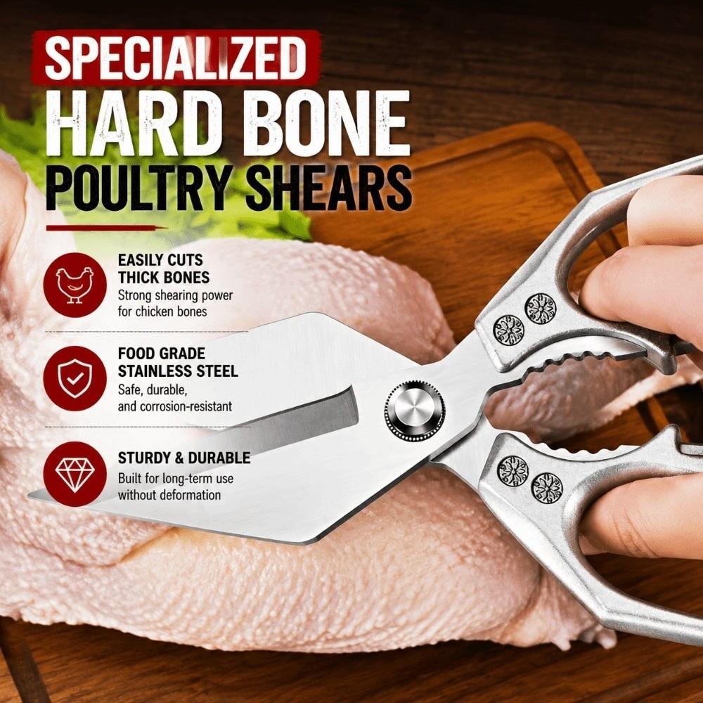 Stainless Steel Poultry Shears Ultra Sharp Chicken Bone Scissors Boning Scissors  For Camping