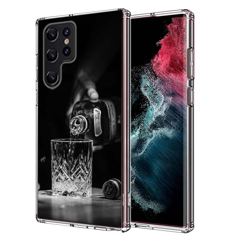 Strong Whiskey With Cigarettes Capa Phone Case For Samsung S26 Ultra S25 Edge Galaxy S23 S21 S20 S24 FE S22 S10 Plus Cover Clear
