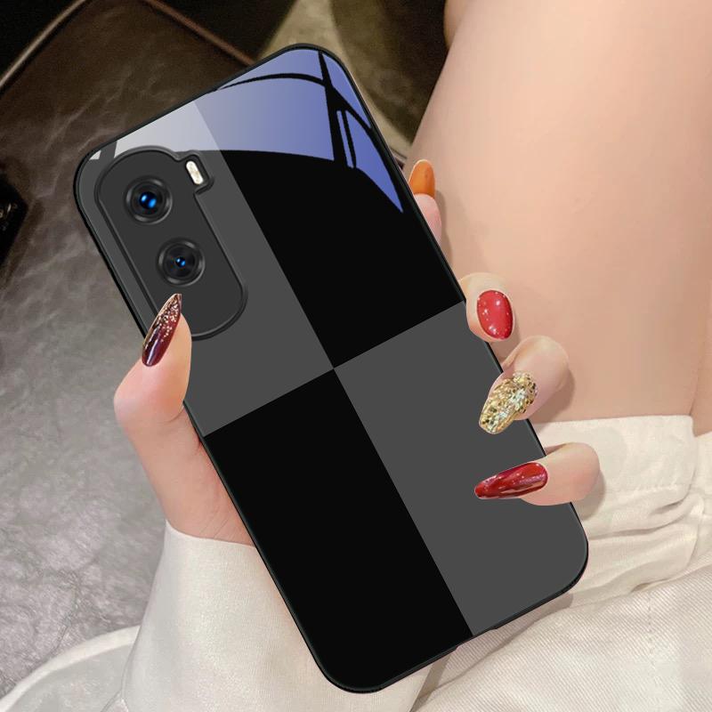 Черно-белая сетка для Honor 200 90 8X 9X Pro Lite P50 P40 Nova 10 11i P60 Magic4 6 Mate 20 50 Закаленное стекло Чехол для телефона
