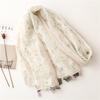 Four Seasons Fresh Plain Bali Yarn Cotton And Hemp Texture Scarf Womens White Small Aromat Flower Printed Tassel Silk Scarf Shall