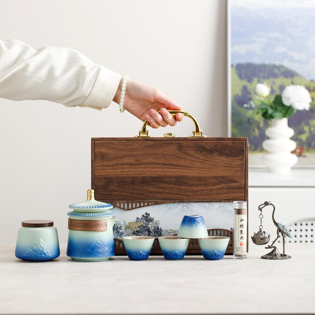 Merchandise Ceramic Forbidden City Kung Fu Tea Set Water Cup Tea Separation Teacup Send Customer Office Culture Companion Gift Pack