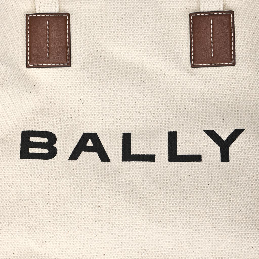 Bally Logo Fabric And Leather Tote Shoulder Bag Women tote bags Beige 6314823
