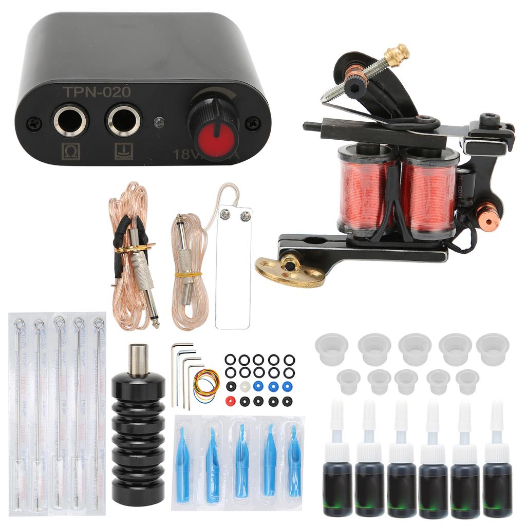 Complete Tattoo Machine Set Tattoo Coil Machine Black Tattoo Power Supply Professional Tattoo