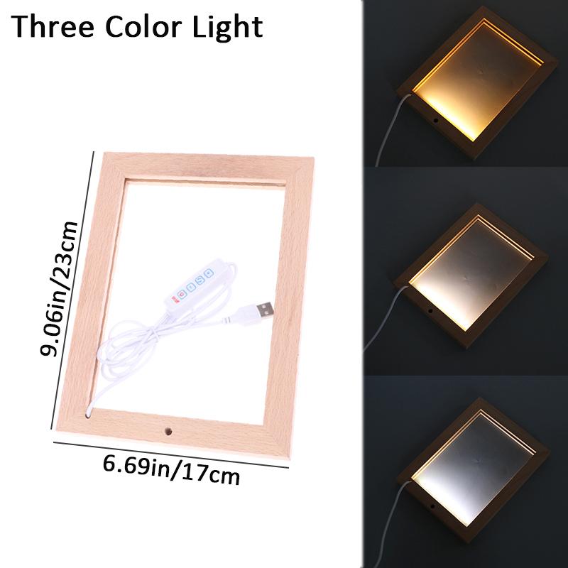 Светящаяся фоторамка, настольные фоторамки, светящийся держатель, простая 3D-светильник, декоративная светодиодная подсветка, деревянная USB-светодиодная фоторамка