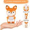 Handmade Crochet Positive Fox Figurine with Inspirational Message Card Cute Orange and White Knit Fox for Home Emotional Support
