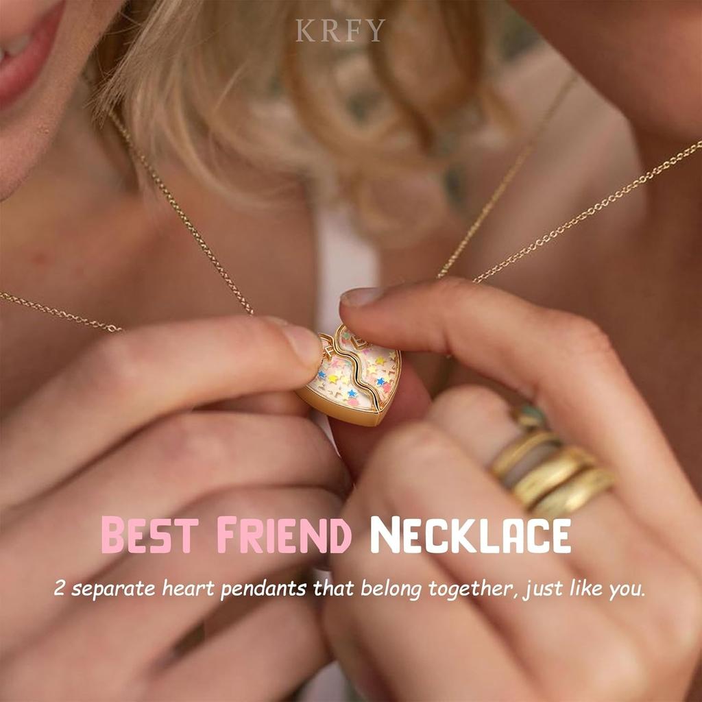 Ожерелье дружбы Bobisty для 2 лучших подруг, matching pendant BFF Necklace for 2, Магнитное разъемное сердце для 2 сестер