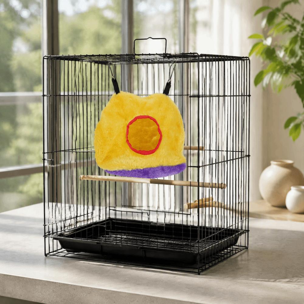 Windproof Parrot Hanging Swing Bed Yellow Color Parrot Snuggle Sack Plush Bird Cave For Parakeet