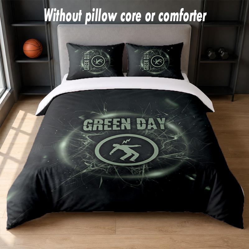 Green Day Design Bed Bedding Set 1 Duvet Cover + 2 Pillowcases Soft Breathable Household Bed Linens