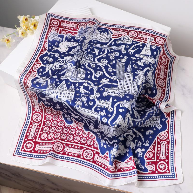 Шелковый женский квадратный шарф - Китайский стиль платок на голову для весны, лета, осени - Защита шеи и согревающий - Элегантный тонкий стиль для мамы