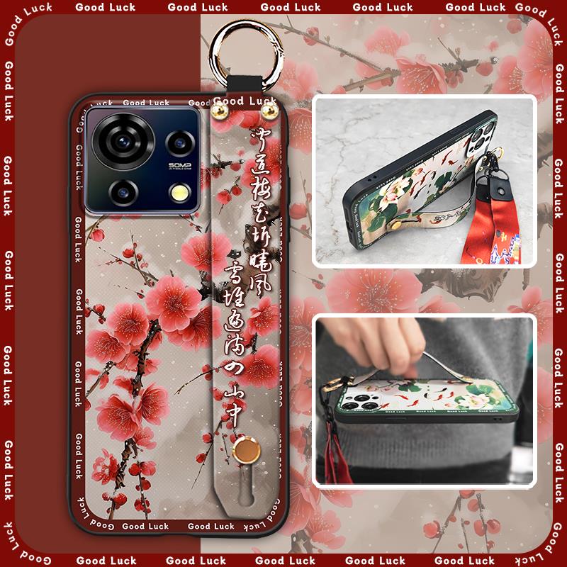 Protective Soft case Phone Case For ZTE Blade V50 Vita Fashion For Mom Shockproof Wristband Elderly lady Wrist Strap