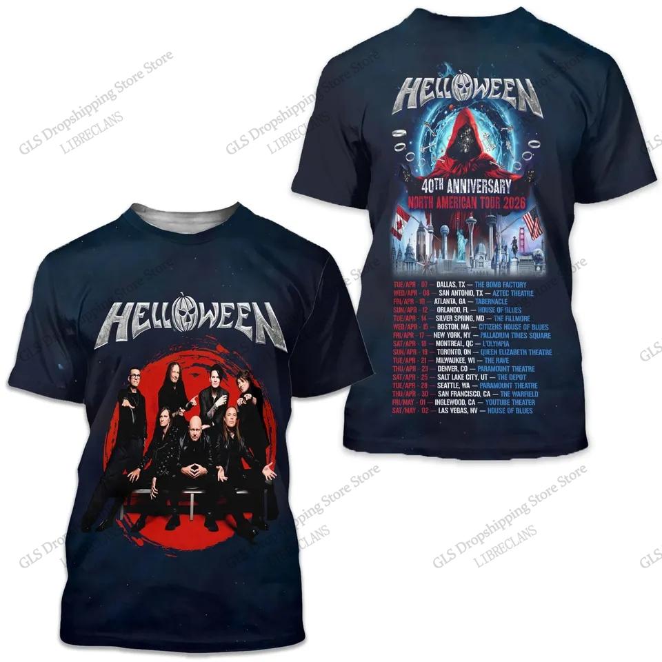 Винтажная футболка с 3D-печатью рок-группы Helloween, мужская, женская, модная, Хэллоуин, с коротким рукавом, детская футболка, унисекс