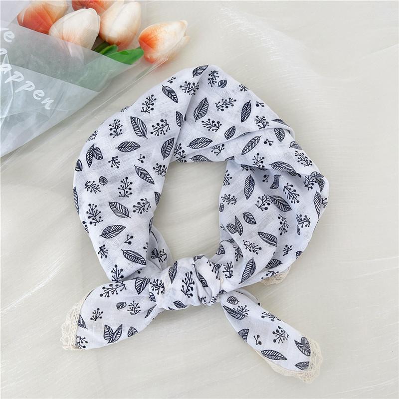 Хлопок лен кружевной край квадратные шарфы 60 см платок шейный платок банданы женский повседневный шейный платок клетчатый принт геометрический узор