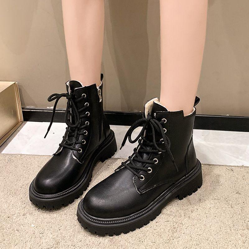 Британские ботинки Мартин женские 2025 осень и зима новые ретро на толстой подошве бархатные модные универсальные популярные женские ботинки